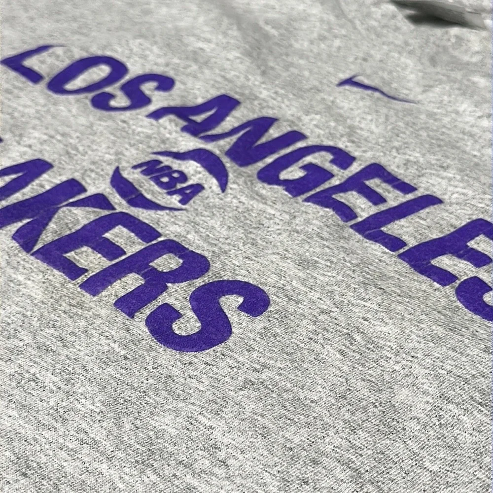 Vintage Nike Team Los Angeles Lakers Center Check #61 Gray Purple T-Shirt Tee XL